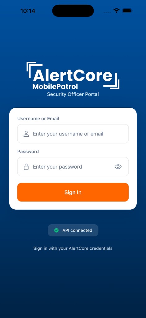 AlertCore MobilePatrol login